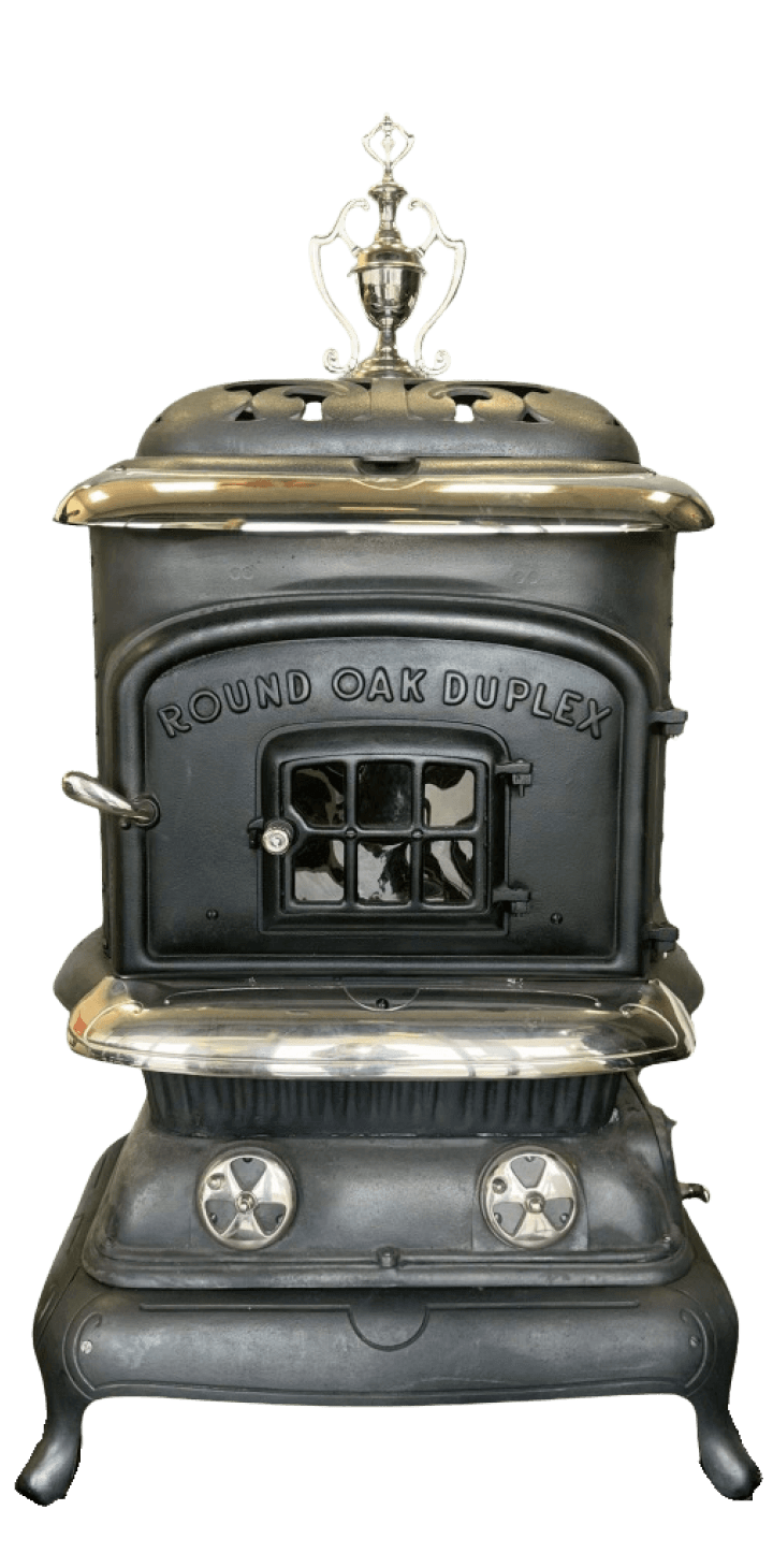 1890 Round Oak duplex antique stove png image
